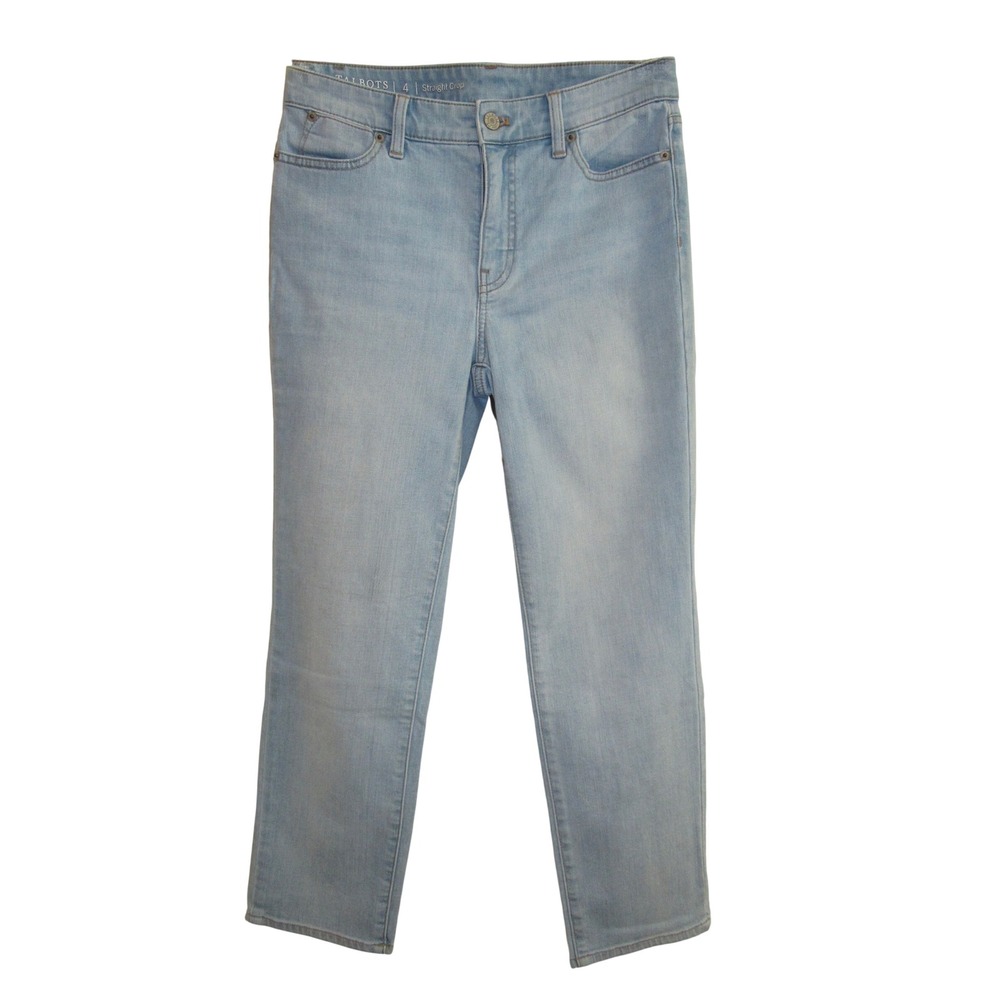 Talbots Flawless Straight Crop Jeans Womens 4 Light Wash Blue Denim Mid Rise
